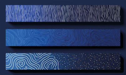 Patrones abstractos vectoriales en tonos azules y degradados, con texturas org&aacute;nicas y puntos brillantes.