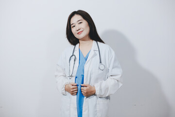 Receptionist working at the hospital registering patients