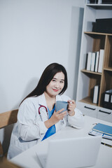 Female scientist holding coffee mug in laboratory