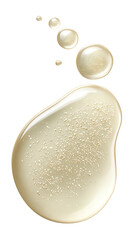 Beige fluid and bubbles with glitter effect isolated on black