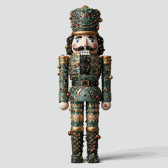 Elaborately Decorated Holiday Nutcracker Soldier Figurine, A Classic Festive Ornament for Christmas Decorations and Seasonal Displays