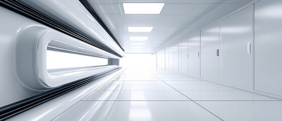 Fototapeta premium Infinite mirrored server corridor, high depth perspective,