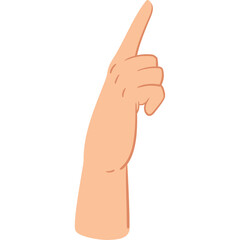 Human Hand With Index Finger Pointing Upward Against Transparent Background Simple Flat Design Style