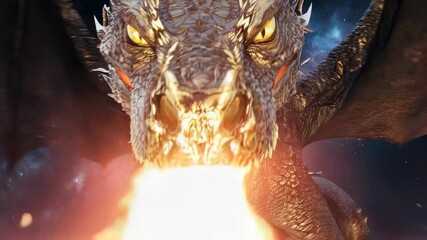 Cosmic Dragon Fantasy - Majestic Creature Against Starry Galaxy Backdrop for Imaginative Designs - Powered by Adobe