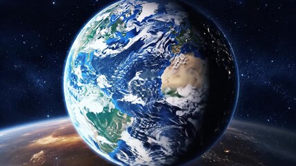 Blue planet earth orbiting in space