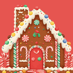Whimsical Gingerbread House Adorned with Colorful Candies and Icing, a Festive and Delightful Sweet Treat Perfect for Holiday Season Celebrations and Winter Decor