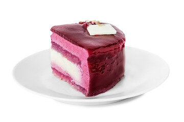 Cake on plate isolated