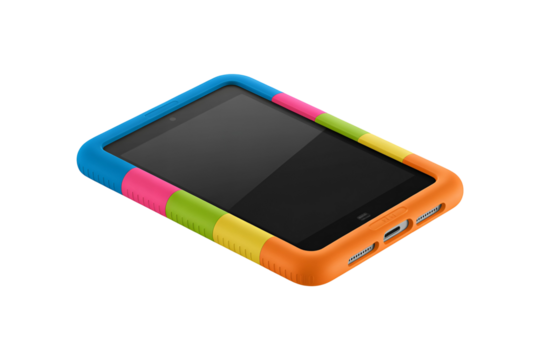 Colorful portable music player isolated on transparent background