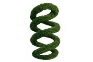 Green grass spiral shape forming an abstract topiary, symbolizing nature, growth, and sustainable eco-friendly design on transparent background