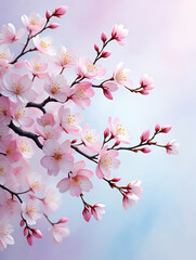 Blooming Cherry Blossoms against a Delicate Pastel Sky a Symbol of Spring and Renewal