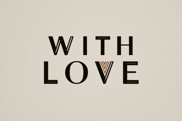 Bold black letters spelling 'WITH LOVE' on a beige background.