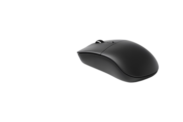 Black computer mouse isolated on transparent background