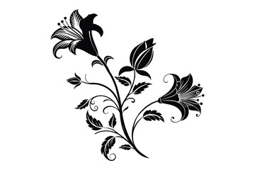 Black Floral design vector art on white background 1