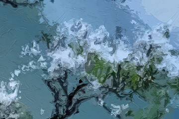 Various oil paintings, flowers, swans, lakes, snowy forests, plum blossoms, chrysanthemums, scenic mountains