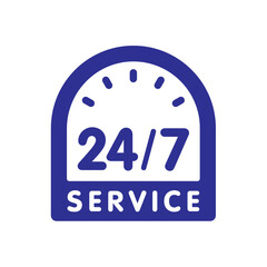 navy blue 24-7 service concept. 24 7 logo. 24-7 concept for business