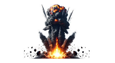 Mysterious ancient stone monolith with glowing orange fire at its base isolated on transparent background