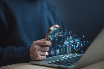 digital AI chatbot icon with data analytics and chat bubbles, representing artificial intelligence, automation, and virtual assistant. customer support bot agent technology.