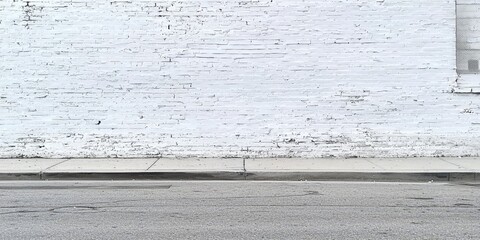 This scene features a white brick wall that contrasts beautifully with the pavement and urban surroundings.