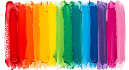 Vibrant rainbow spectrum of acrylic paint strokes on black background