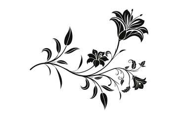 Black Floral design vector art on white background 2