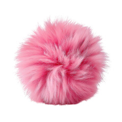 Vibrant pink fluffy pompom detail with soft texture and swirling strands, isolated on a transparent background