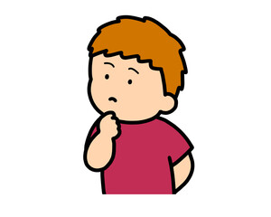 考える　茶髪の男の子