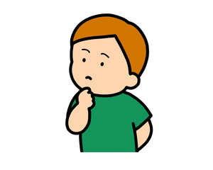 Obraz premium 考える 茶髪の男の子