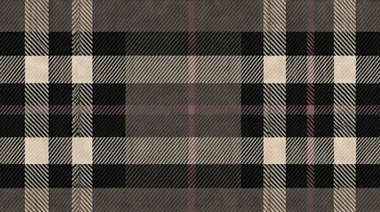 This fabric boasts a complex checkered pattern in shades of brown and gray, giving off a warm aesthetic