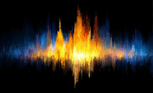 This abstract image boasts a vibrant black and orange palette, with numerous lines that contribute to its dynamic and energetic feel