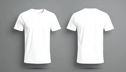 Fototapeta premium White t shirt front and back view, isolated on black background. Ready for your mock up design template 