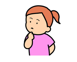 考える　茶髪の女の子