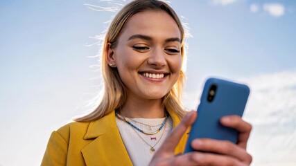 Young professional engaged with smartphone in golden sunlight, symbolizing digital communication, modern business, and active urban lifestyle. - Powered by Adobe