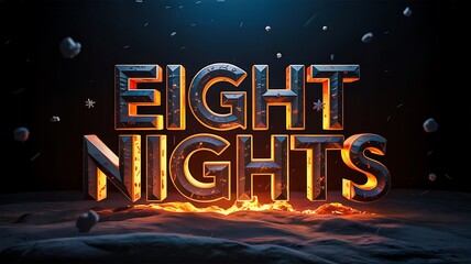 Eight nights glowing 3d text design with light effect representing festive celebration background  

