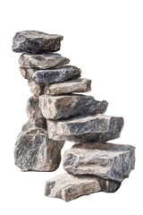 Stacked rough stone, small cairn on black