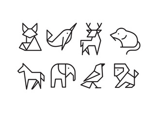 animal geometric shape minimalist fantasy icon set