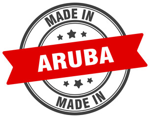 Made in Aruba round sign. Made in Aruba stamp.