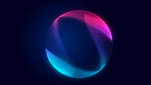 Digital Planet. Background Particle Flow. Data Visualization. 3D.