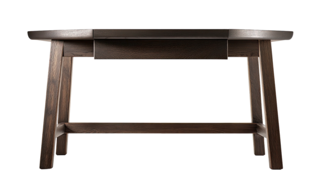 Dark wooden table with a drawer, isolated on a black background