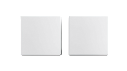 Pair white square boxes, slightly elevated on black background