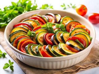 Realistic ratatouille vegetable dish 