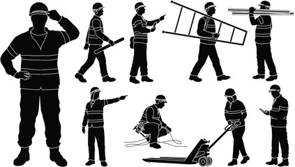 Construction Workers Silhouettes Collection