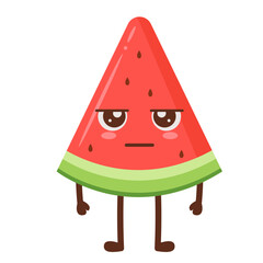 Grumpy Watermelon Slice Character with Arms and Legs Flat Illustration