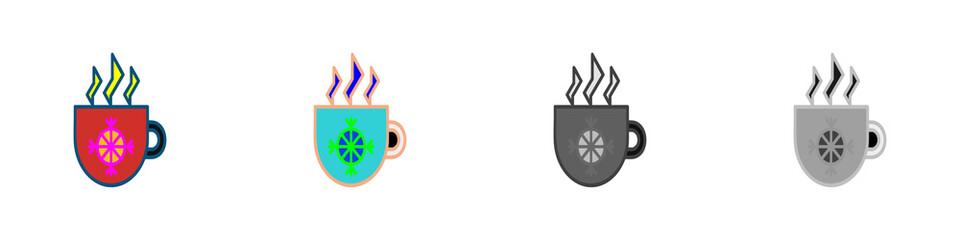 collection 4 vector red mug snowflake hot drink