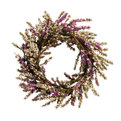 Heather wreath, purple and white blossoms