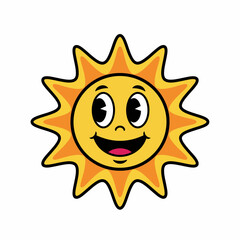 Cheerful sunshine face illustration, a perfect summer vibe for kids' projects, brightens any design with joy and warmth, ideal for creative resources