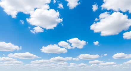 Bright Blue Sky Filled with Fluffy White Clouds