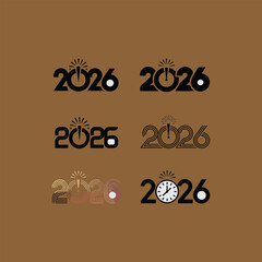 2026 set, New Year logo collection vector.
