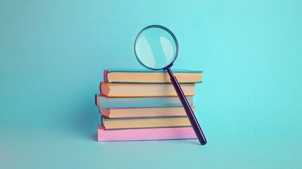 A stack of three hardcover books in various colors, placed on a flat surface against a solid blue background