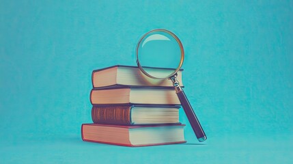 A stack of three hardcover books in various colors, placed on a flat surface against a solid blue background