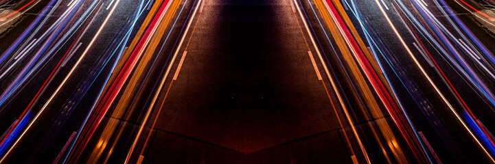 Obraz premium car lights trails on road